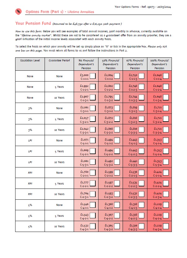 Image of Options form
